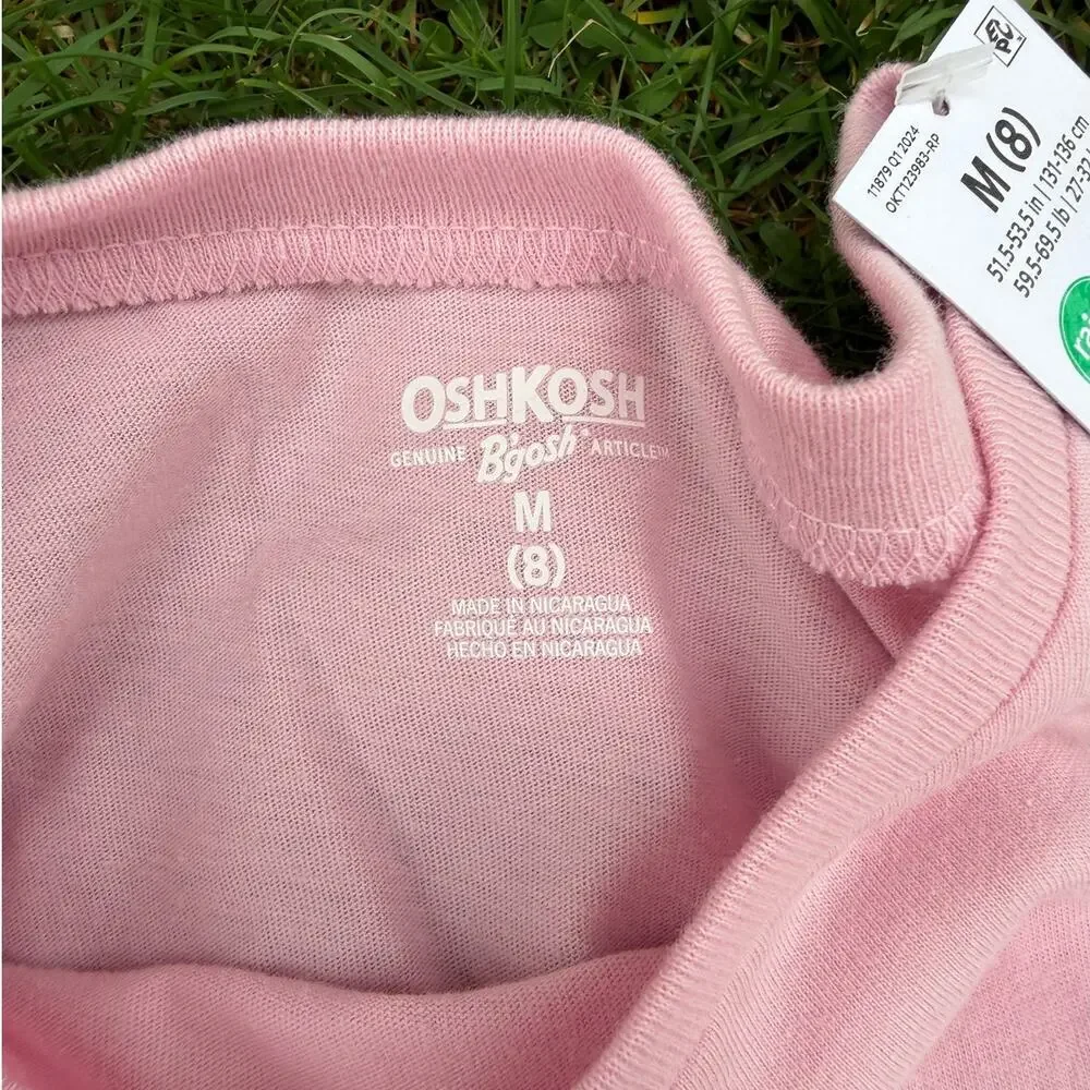NWT OshKosh Kids Short Sleeve Pink Dog Graphic Tee (SZ M 8)